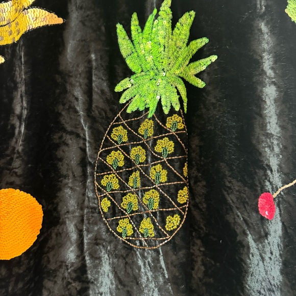 Vintage velour fruit sequin track jacket 1X - Picture 5 of 11